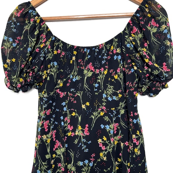 Miami Womens Akiko Floral Off-the-Shoulder Puff Sleeve Mini Dress Black Small - Picture 3 of 8